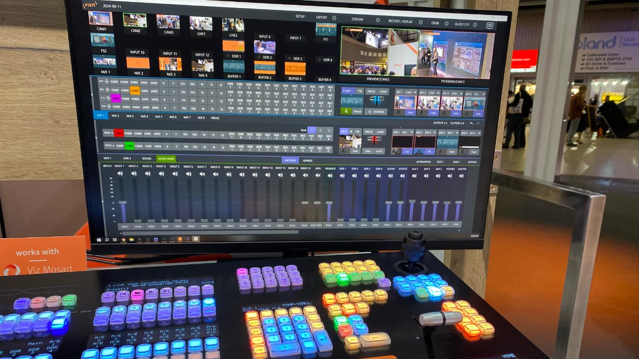 The interface for the forthcoming Vision along with the TriCaster Flex dual control panel